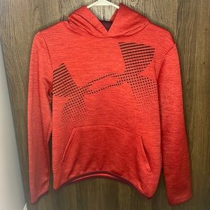 Youth XL red under armor sweatshirt with black logo